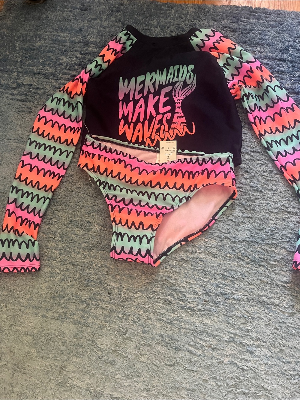 Cat and Jack NWT Girls Rashguard and Swim bottom Set size 10-12